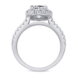 Rhodium Plated Sterling Silver Cushion Cut Cubic Zirconia CZ Halo Promise Engagement Ring