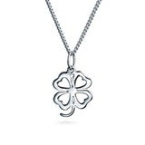 Heart Flower Shamrock Good Luck Charm Four Leaf Clover Pendant Necklace For Women For Teen 925 Sterling Silver