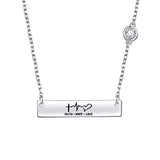 Silver Faith Hope Love Bar  Pendant Necklace