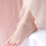 Sterling Silver Lucky Star Anklet Dainty Boho Beach Cute Foot Anklet  Adjustable Bead Heart Anklet for Women Girlfriend