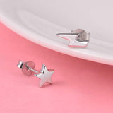 Hypoallergenic Bolt Star Silver Stud Earrings Silver Crescent Stud Earrings for Women Men Girls