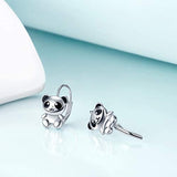 925 sterling silver Panda dangle earrings Animal Dangle Earrings