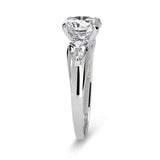 3CT Round Cubic Zirconia Solitaire Trillion Side Stones Promise AAA CZ Engagement Ring 925 Sterling Silver For Women