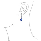 Briolette Faceted Teardrop Pear Shaped Cubic Zirconia CZ Chandelier Earrings For Women 925 Sterling Silver