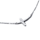 S925 Sterling Silver Concise Sideways Cross Bracelet