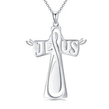 Silver Jesus Christ Crucifix Cross Pendant Necklace