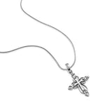 925 Sterling Silver Oxidized Open Filigree Cross Pendant Necklace