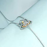 Yoga Lotus Flower Necklace Gifts for Women Sterling Silver Lotus Teardrop Y Pendant Inspirational Jewelry for Girlfriend