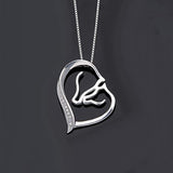 Women's 925 Sterling Silver CZ Mother and Child Horse Head Open Heart Pendant Necklace Clear