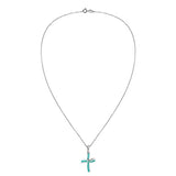 Infinity Twist Cross Turquoise 925 Sterling Silver Pendant Necklace