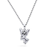 S925 Sterling Silver Rhodium Plated Cubic Zirconia  Puppy  Pendant Necklace