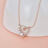 Rose gold Plated Heart Necklace for Women Sterling Silver Love Pendant Romantic Bridal Promise Gifts