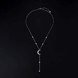 S925 Sterling Silver Jewelry Crescent Moon And Star Pendant Necklace