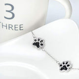 Dog Paw Bracelet Sterling Silver Paw Print Bracelets Cubic Zirconia Puppy Paw Bracelet for Women Gifts