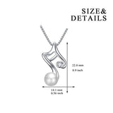 Sterling Silver Music Note Necklace Single Pearl Necklace For Women Graduation Gifts For Conservatory Students