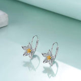 Bauhinia dangle Earrings Sterling Silver Gold Plated Filigree Flower Leverback Dangle Earrings for Women Girls