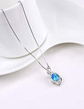 Infinity Pendant Necklace S925 Sterling Silver Swiss blue topaz Natural Gemstone For Women