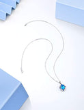 Sterling Silver Swiss Blue Topaz Pendant Necklace  Natural Gemstone  for Women