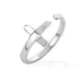 925 Sterling Silver Wrap Around Christian Cross Above Knuckle Toe or Thumb Ring, Adjustable 3-5