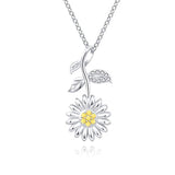 Silver Sunflower Pendant Necklace 