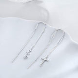S925 Sterling Silver Threader Earrings for Women - Hypoallergenic Heartbeat Long Chain Dangle Birthday Jewelry Gifts