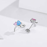 Delicate Butterfly Earrings for Women, 925 Sterling Silver Cubic Zircon Stud Earrings Jewelry Great Gifts for Wife Mom