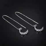 Heart Threader Earrings Opal Threader Earrings 18K Rose Gold Plated Sterling Silver Long Chain Earring for Women
