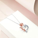 Sterling Silver Rose Flower Infinity Heart Pendant Necklace Engraved I Love You Froever Necklace for Women