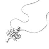 925 Sterling Silver Tree of Life Symbol Charm Pendant Necklace, 18 inch Snake Chain