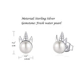 Sterling Silver Freshwater Pearl Unicorn Stud Earrings Animal Earrings Tiny Small Single Pearl Fine Jewelry for Women Teen Girls