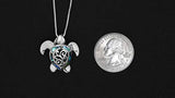 925 Sterling Silver Abalone Shell Sea Turtle Pendant Necklace, 18