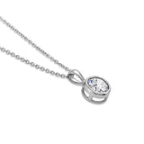 Rhodium Plated Sterling Silver Round Cubic Zirconia CZ Solitaire Anniversary Wedding Pendant Necklace