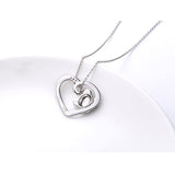 925 Sterling Silver Cute Animal CZ Heart Pendant Necklace  Chain 18 inch Women Girls Birthday Gift Jewelry