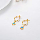 925 Sterling Silver Yellow Gold Star Earring with Cubic Zirconia Earrings for Women