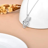 Sterling Silver Music Note Pendant Necklace with Dream Wing Piano Treble Clefs Necklace for Girl Women Graduation Birthday Gift