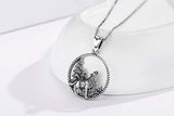 Wolf Necklace 925 Sterling Silver Viking Jewelry for Men Wolf Jewelry for Women Wolf  Round Hollow Pendant Necklace