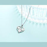 S925 Sterling Silver Cute double Paw Print Heart Pendant Necklace for Dog Lover Women Paw Jewelry 18 inches