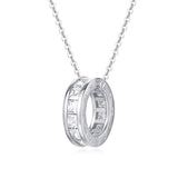 925 Sterling Silver 5A Cubic Zirconia CZ Open Eternity Circle Pave Round Disc Pendant Necklace Dainty Jewelry