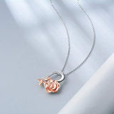 Rose Necklace for Women Mom Flower Love Heart Necklaces Valentines Day Jewelry