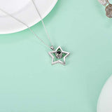 925 Sterling Silver Star Projection Necklace with 100 Languages I Love You Stone Pendant for Women