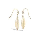 Yellow Gold plated Feather Dangle Earrings Minimalist Design Leaf Drop Earrings Fashion Jewelry Gifts For Women