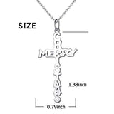 925 Sterling Silver Merry Christmas Cross Pendant Necklace for Women Teen Girls Christian Christmas Gifts