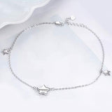 Sterling Silver  Star Anklet   Bracelets for Women Teens Girls