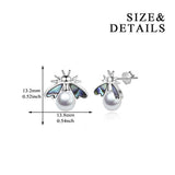 925 Sterling Silver Pearl bee Stud Earrings For Women