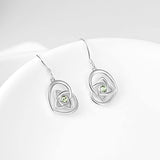 Sterling Silver Irish Celtic Knot Earrings Love Heart Dangle Drop Earrings with Crystals from Swarovski, Celtic Jewelry Irish Gifts for Women