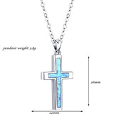 Cross Pendant Necklace for Women, Blue Opal Sterling Silver Cross Necklaces Mother's Day Birthday Gifts for Women Girl