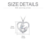 Sterling Silver Lover Deer Necklace Heart Pendant Forever in My Heart Necklace for Women Girls Friends