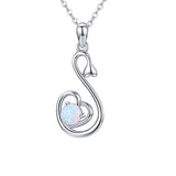 Silver Swan Necklace Opal Choker Necklace