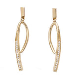 Yellow Gold  plated  Cubic Zirconia CZ Bar  Dangle Earrings Fashion Jewelry