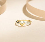 Yellow Gold  plated  Cubic Zirconia CZ Heart Ring Fashion Jewelry Gifts for Women
